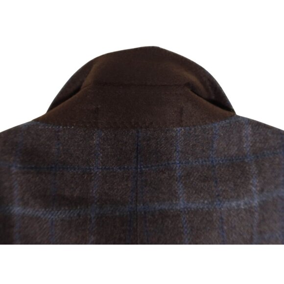 LAUREN RALPH LAUREN 100% Wool Plaid 2 Button Blazer 44R Charcoal Blue Preppy - Picture 7 of 11